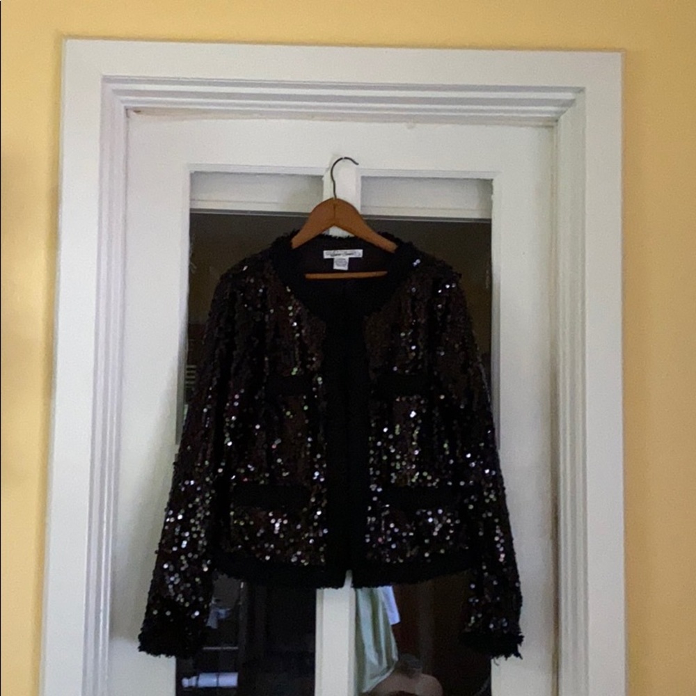Black Sequined Sweater Style Jacket